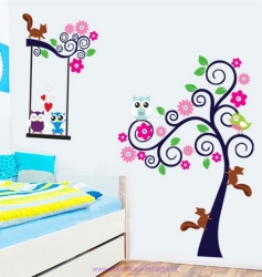 Samolepící dekorace tapeta strom a houpačka
