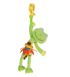 Dětská plyšová hračka s klipem a vibrací žabka